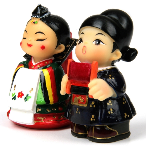 한국 전통 기념품 전통인형세트 소형 신랑/신부