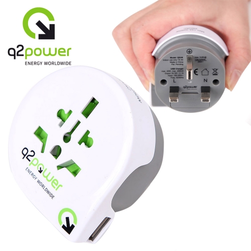Q2Power 여행용 플러그 어댑터 with USB2.1A UK