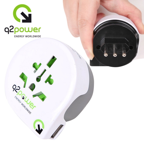 Q2Power 여행용 플러그 어댑터 with USB2.1A Italy