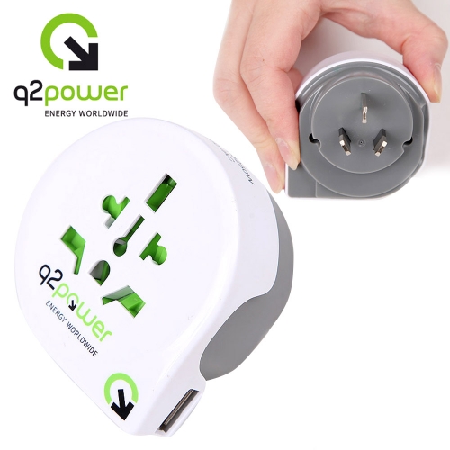 Q2Power 여행용 플러그 어댑터 with USB2.1A Australia